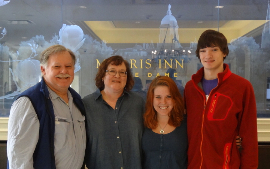 Vince, Cindy, Kelly and Connor Cronin at the Morris Inn, University of Notre Dame