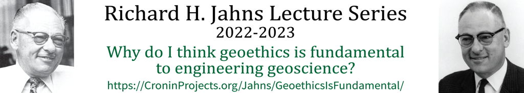 Two portraits of Dick Jahns and information about the Jahns Lecture Series for 2022-2023